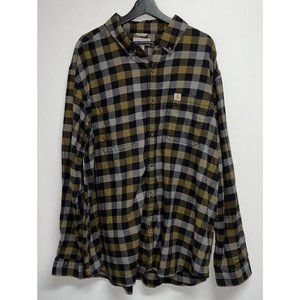 Carhartt Relaxed Fit Flannel Button Shirt Size 2XL Black Gray Olive Green Plaid